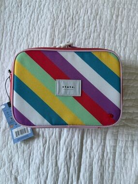State multi-color diagonal stripe lunch box